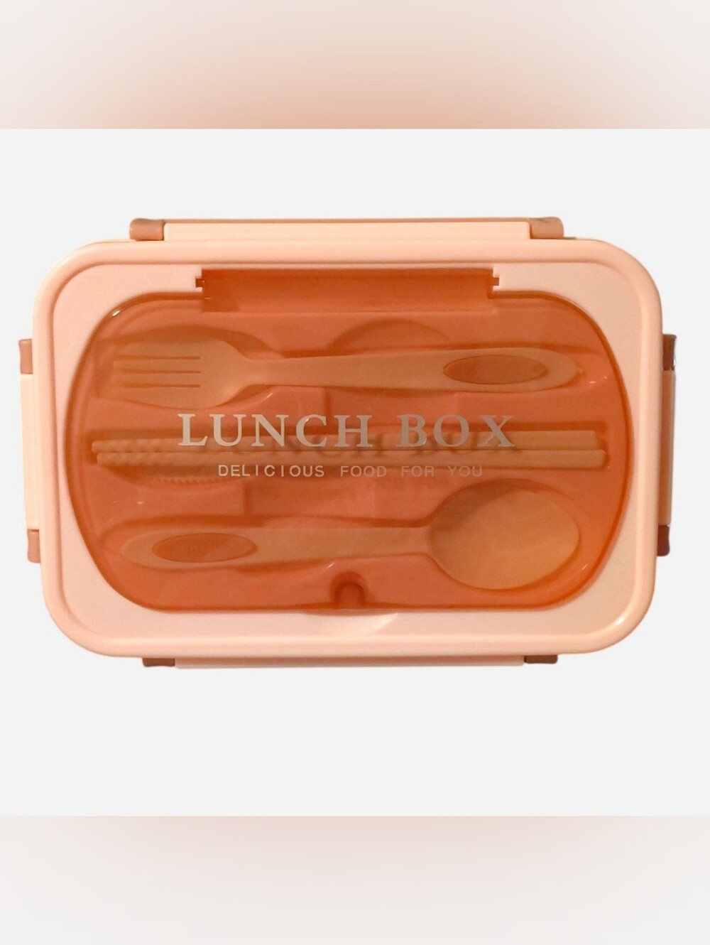 Lunch Box with Utensils - Pink Portable Food Container